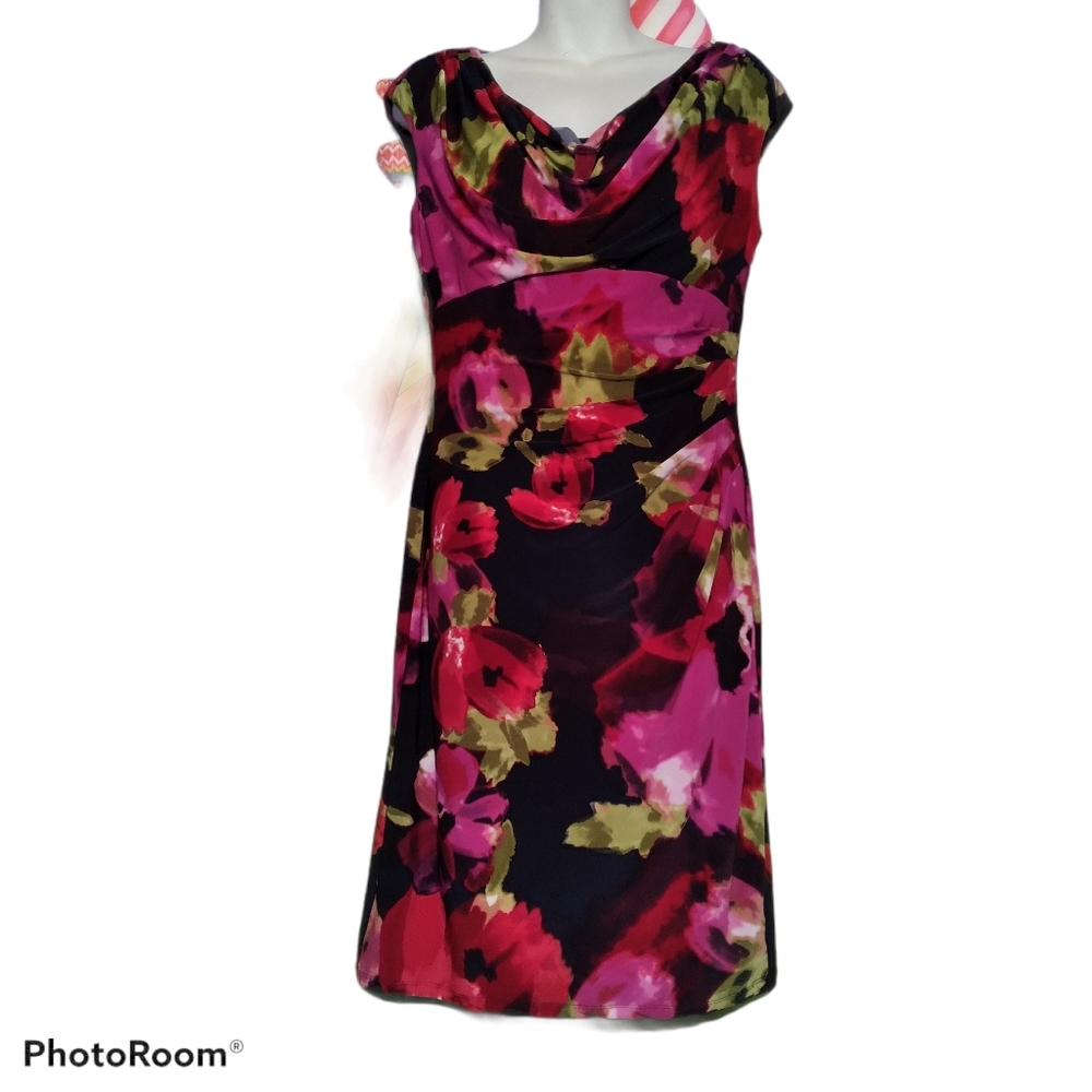 Lauren Ralph  Lauren  floral print cowlneck  dres